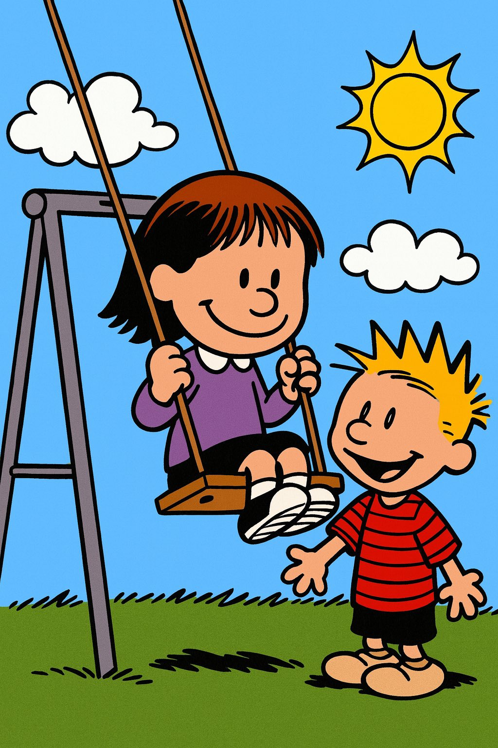 Susie and Calvin on the swing